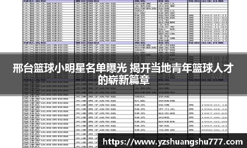 邢台篮球小明星名单曝光 揭开当地青年篮球人才的崭新篇章