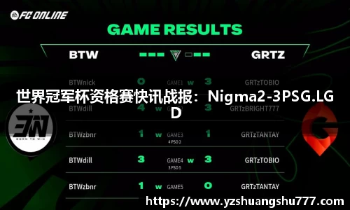 世界冠军杯资格赛快讯战报：Nigma2-3PSG.LGD